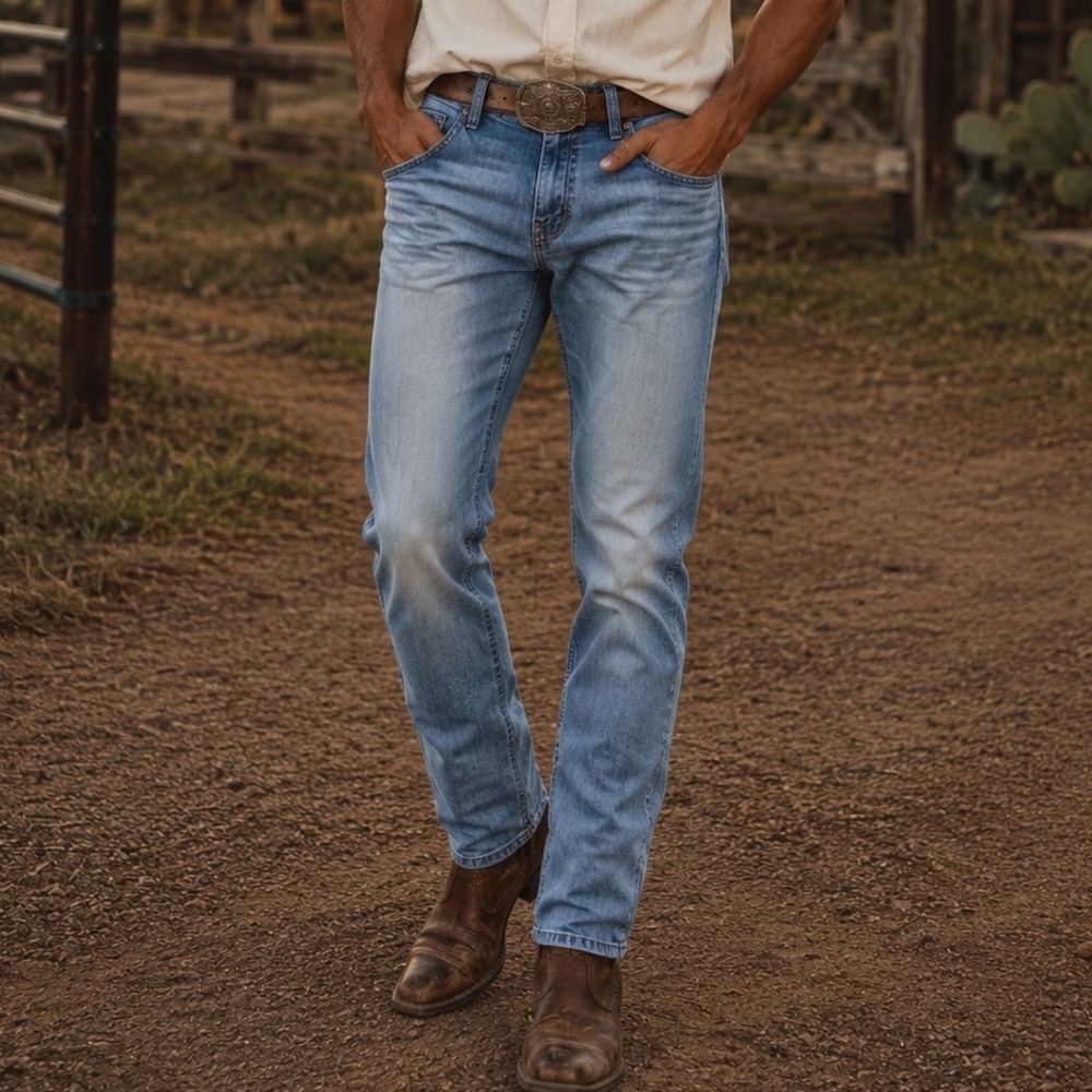 BKE Carter Straight‎ Leg Jeans Light Wash Blue Denim Mens 31 Z6